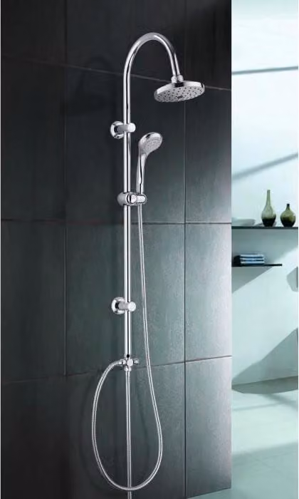 Colonna doccia ROUSSEAU Sonora 2, doccetta a 3 getti, soffione doccia anticalcare da 150 mm cromato ABS, tubo flessibile da 1,50 m