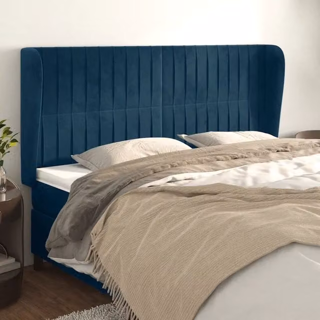 Testiera ad orecchio vidaXL in velluto blu scuro L: 203 cm, P: 23 cm, H: 118/128 cm