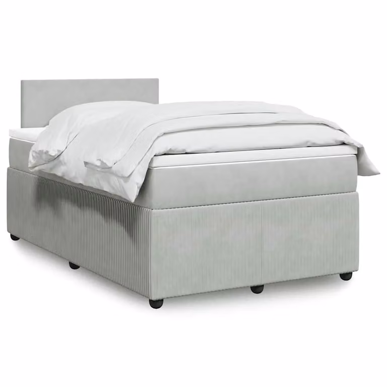 vidaXL Giroletto a Molle con Materasso in Velluto Grigio Chiaro L: 120 cm, P: 200 cm