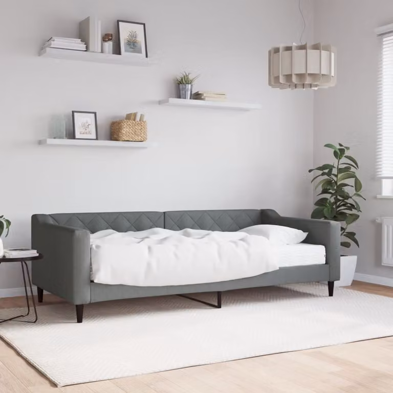 Maison Exclusive - Divano letto con materasso, grigio scuro, 90x200 cm, tessuto