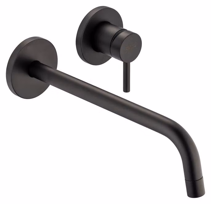 Miscelatore da parete per lavabo Kronenbach Lima 2.0, colore nero, 24,5 cm, completo di corpo principale