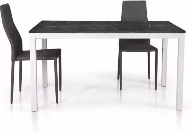 Tavolo allungabile moderno Mobili 2G con piano in nobilitato finitura marmo bianco e struttura in metallo L: 160 cm, P: 90 cm, H: 75 cm – 4