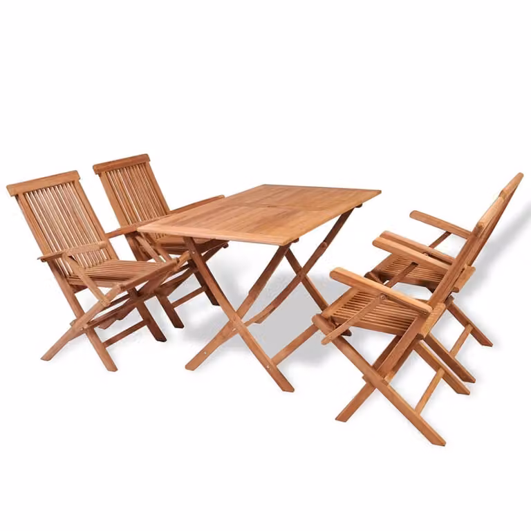 The Living Store Set da pranzo da giardino 5 pz. Set da pranzo da giardino in legno massiccio di teak