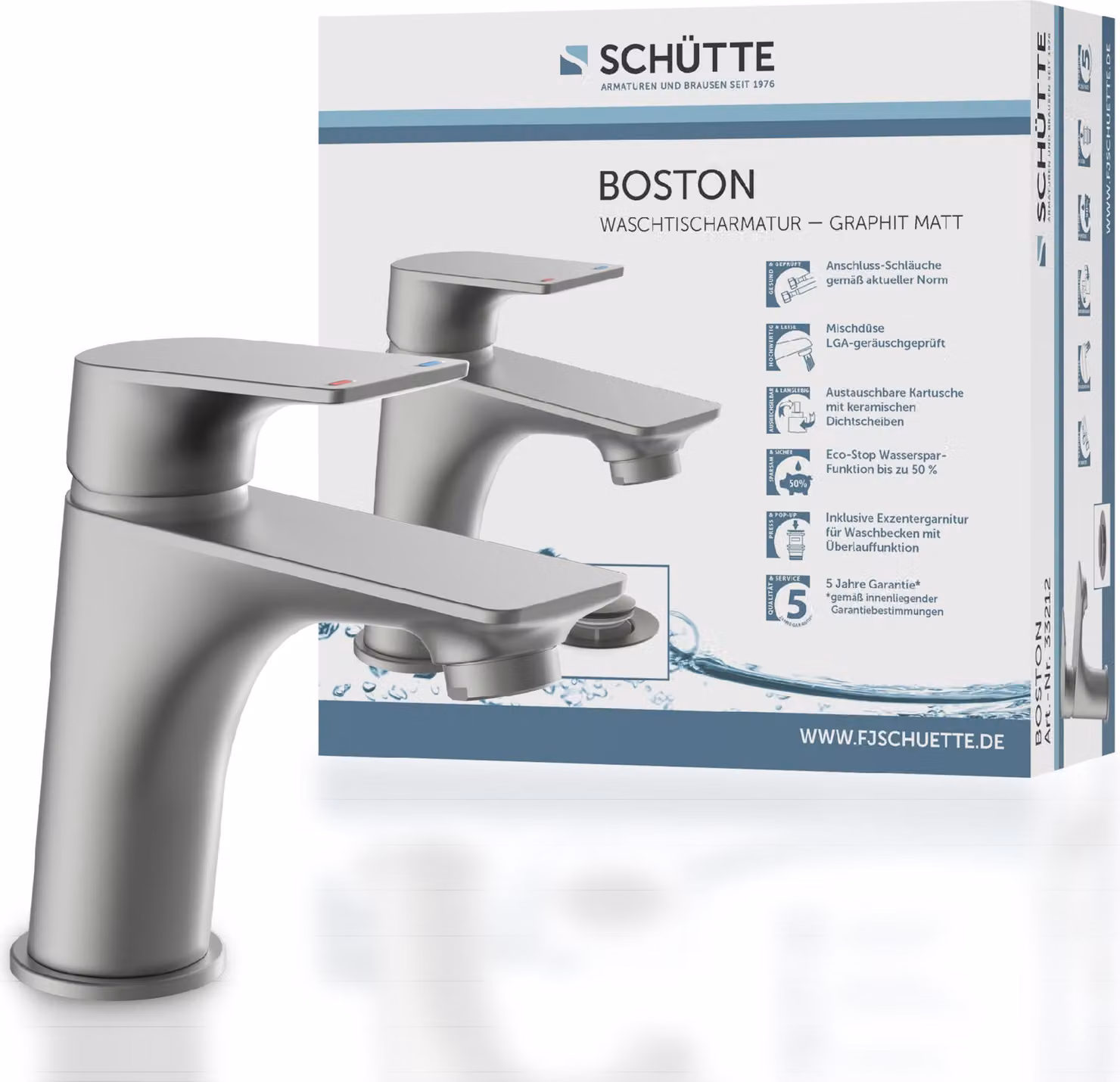 Miscelatore per lavabo SCHÜTTE BOSTON, rubinetto da bagno con scarico a scomparsa lavabo, miscelatore lavabo