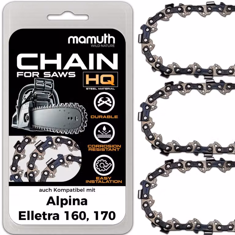 3 catene per motosega, lunghezza 30 cm, passo 1,3 mm, larghezza 3/8", modello 44 TG, compatibili con motoseghe Alpina Elletra 160 e Elletra 17