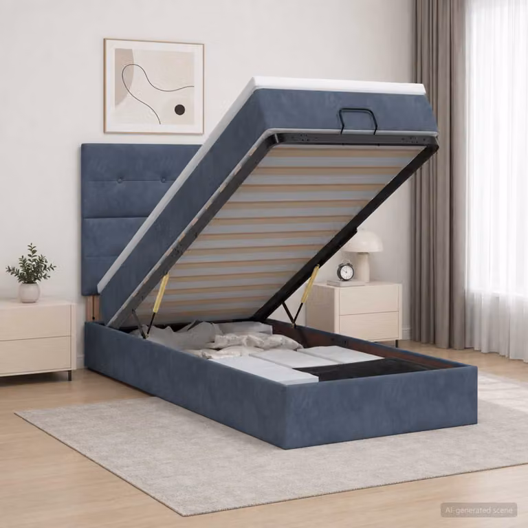 Letto ottomano con materasso vidaXL in velluto Grigio Scuro L: 90 cm, P: 190 cm, H: 128 cm
