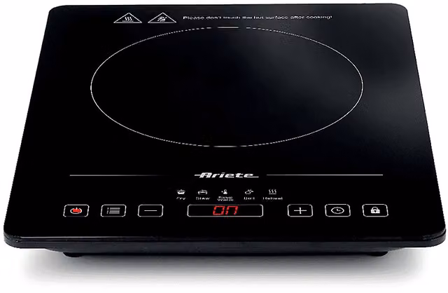 Piastra a induzione singola Ariete nera con display digitale e timer, potenza 2000 W