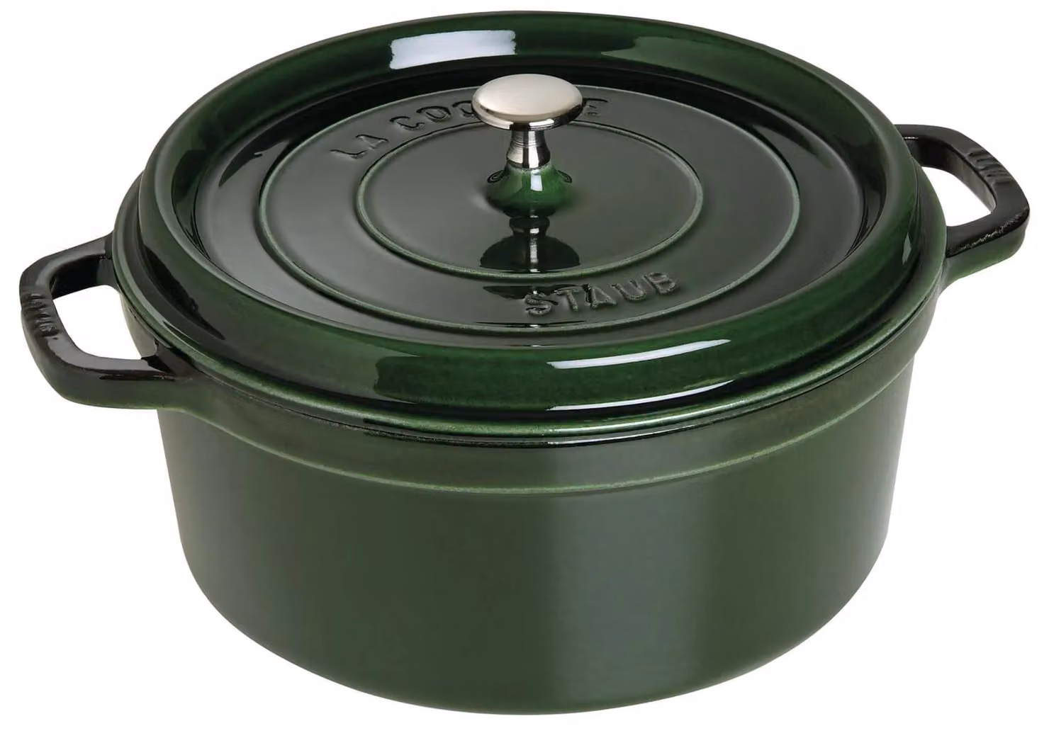Casseruola tonda in ghisa per induzione colore verde con maniglie e coperchio, diam. 24cm (2° SCELTA)