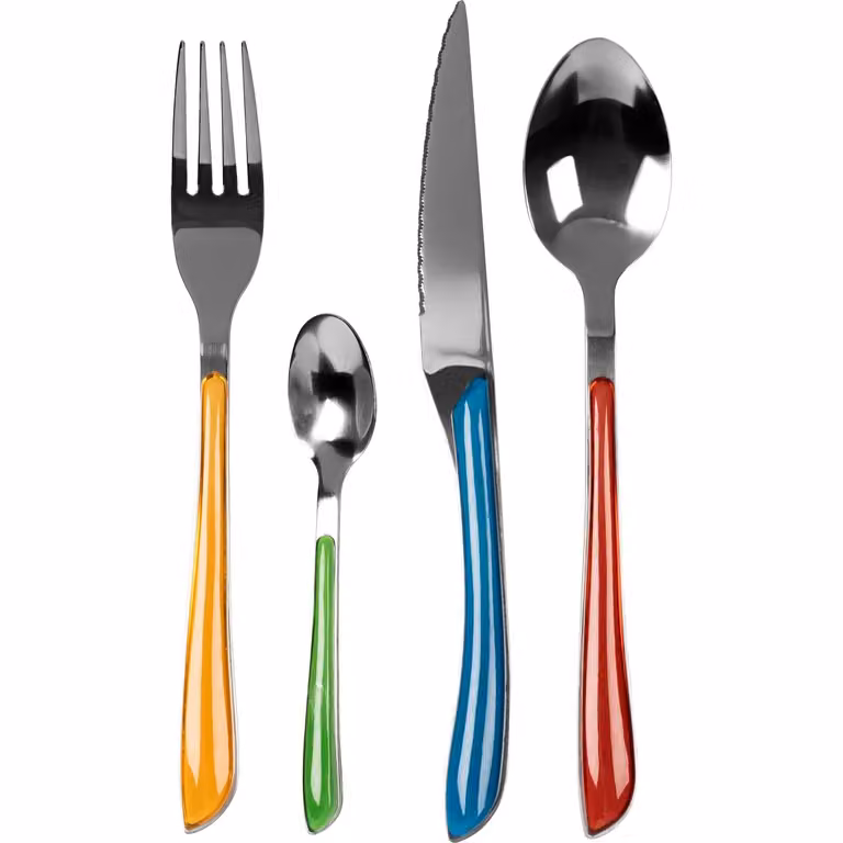 Servizio posate GUSTO CASA in acciaio inox Multicolor Glossy mix, 24 pezzi