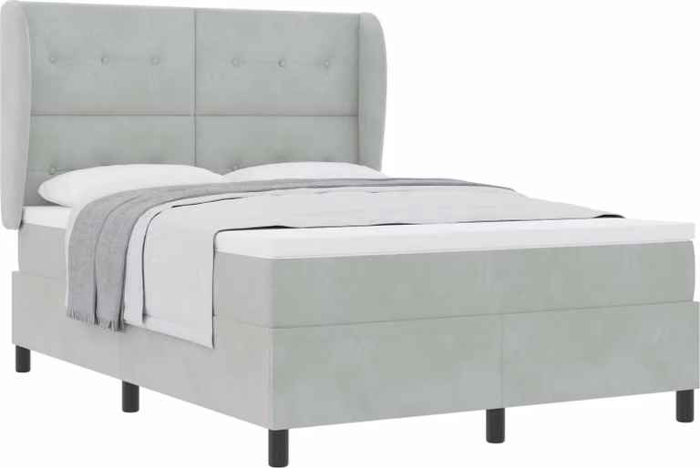 Letto a molle con materasso Grigio chiaro 200 x 140 cm Velluto