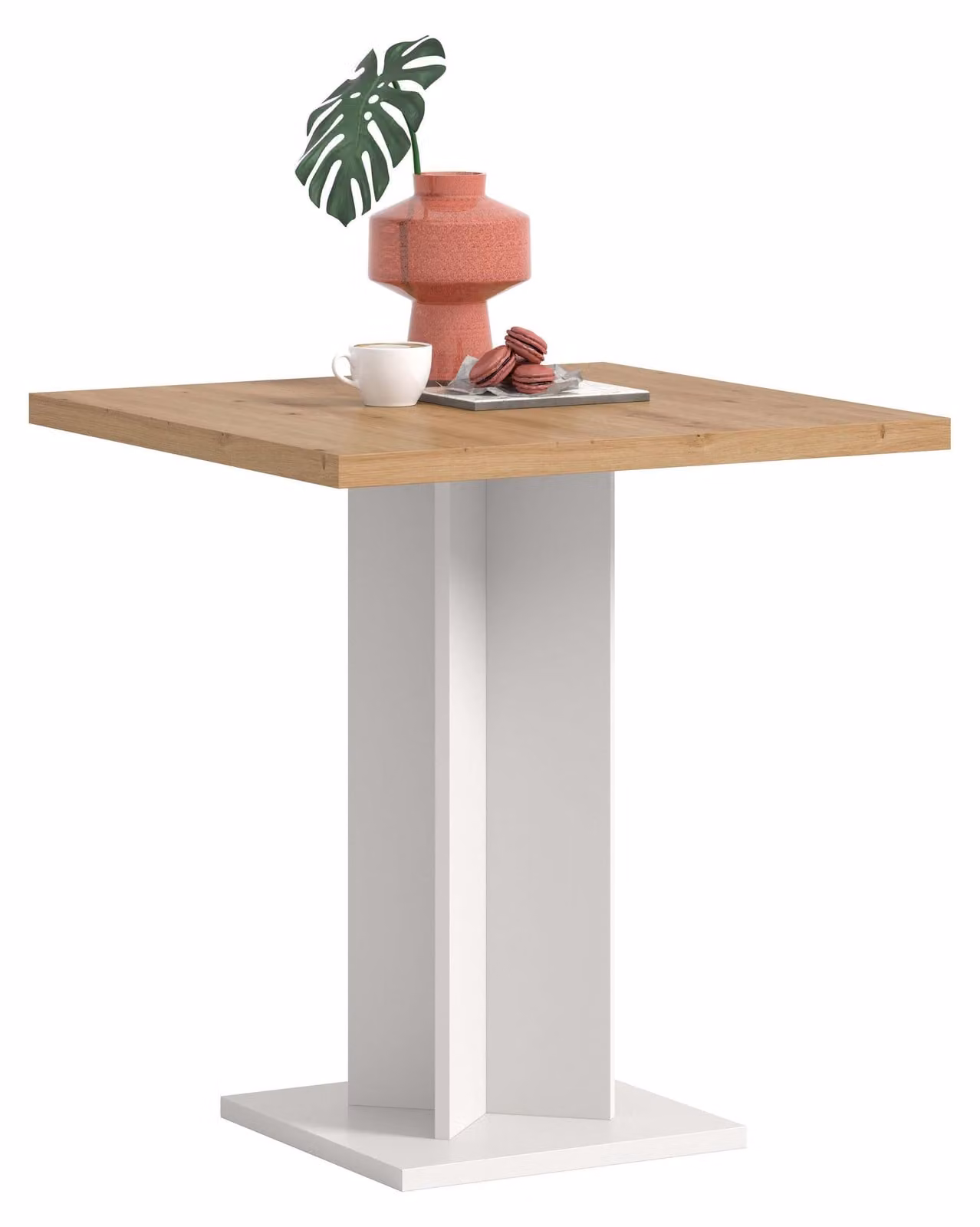xonox.home Tavolo da pranzo Gustav bianco/ finitura rovere Artisan L/A/P: 70x76x70 cm