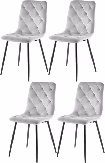 Sedia JERRY CASA VITAL in tessuto velvet grigio chiaro per cucina e sala da pranzo L: 47 cm, P: 47 cm, H: 120 cm