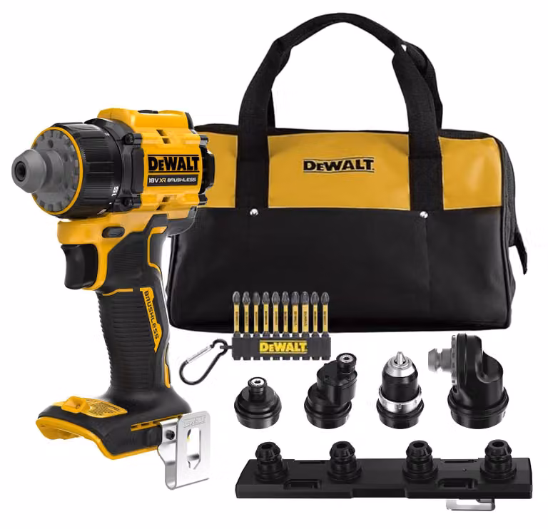 Trapano-avvitatore multiuso DEWALT 18V XR brushless, con 4 mandrini, modello DCD803KN-XJ