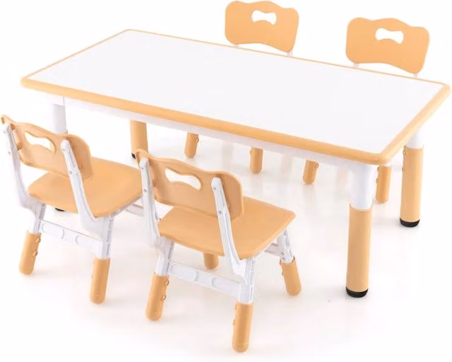 Set tavolo e 4 sedie per bambini Design Mania, scrivania regolabile in altezza con piano per graffiti, L: 120 cm, P: 60 cm, H: 60 cm – 1