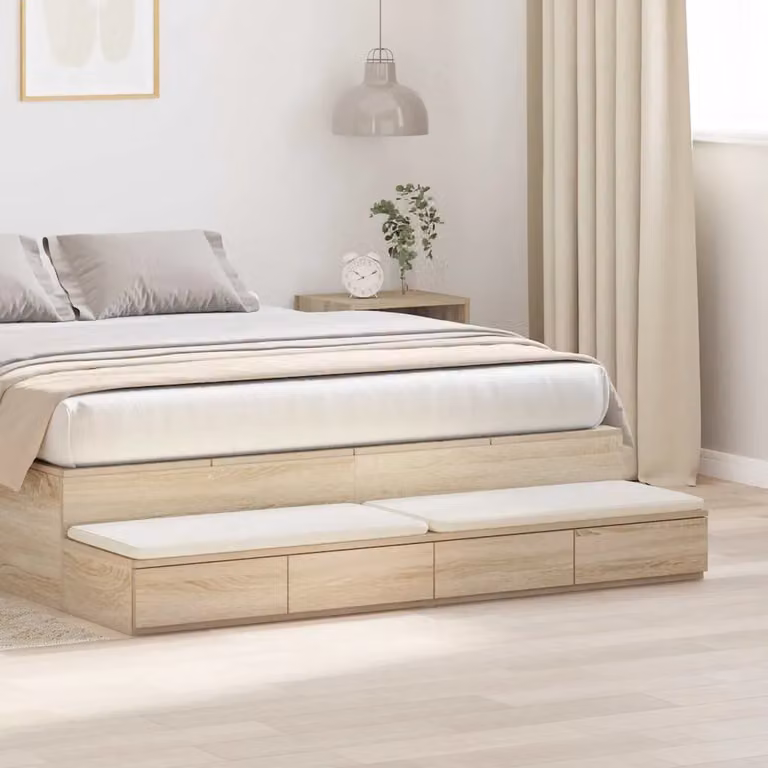 Cassetti per letto vidaXL colore Rovere Sonoma, marrone e beige, L 135 cm x P 36,5 cm x H 16,5 cm