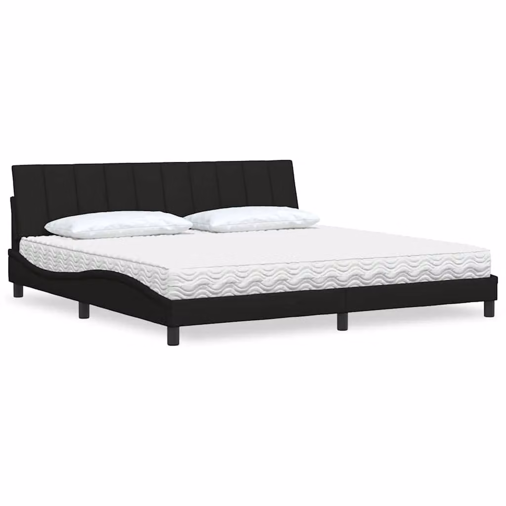 Letto con Materasso Hanko vidaXL in Tessuto Nero L/P/H: 200 x 200 x 218 cm – 1