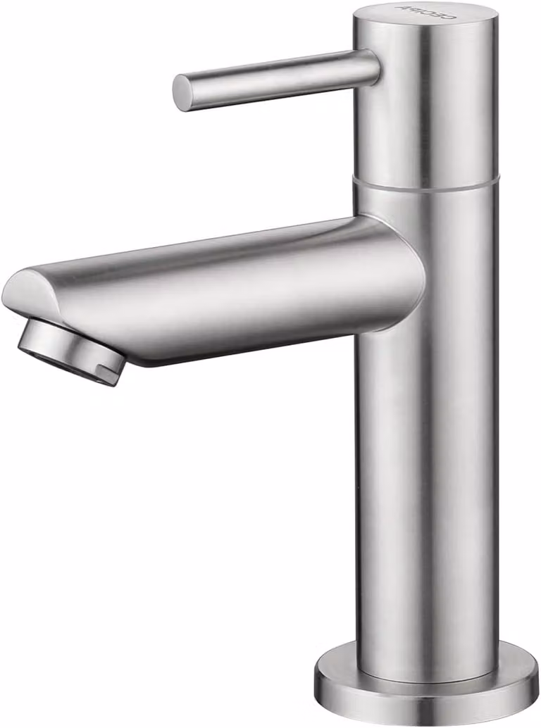 Rubinetto per acqua fredda, diametro 93,5 mm, cromato, con tubo flessibile, per servizi igienici per ospiti