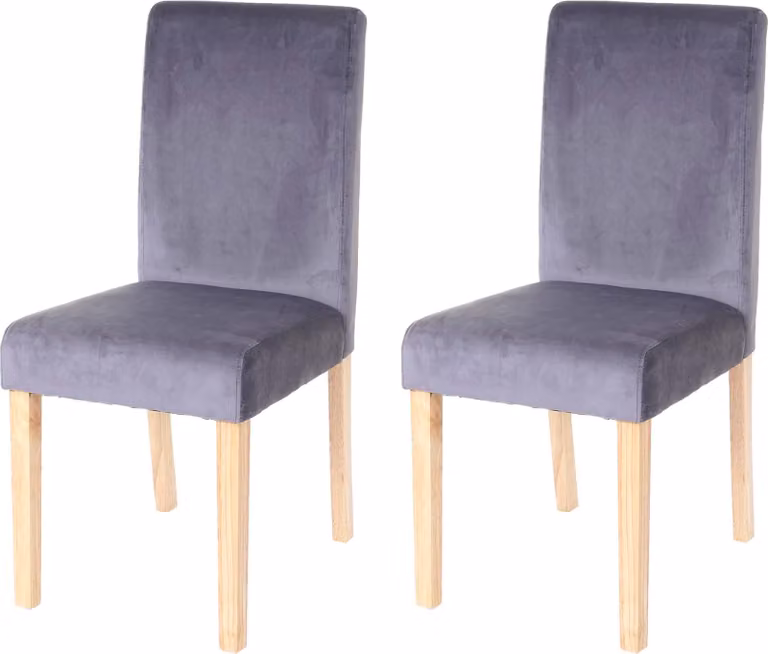 Set di 2 sedie da sala da pranzo Sedie da cucina classiche e intramontabili | A x L x P 90 x 43 x 56 cm | Altezza seduta 45 cm | Velluto | Grigio | Gambe chiare
