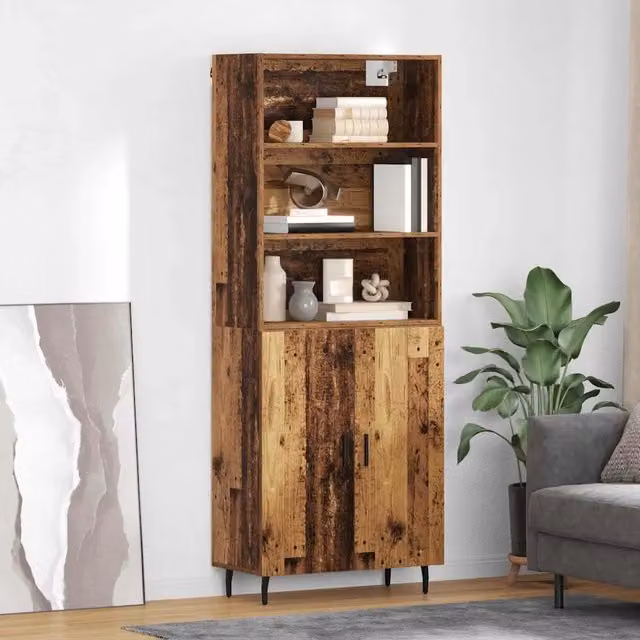 Credenza moderna vidaXL in legno e metallo marrone, L/P/H: 69,5 x 32,5 x 180 cm – 1