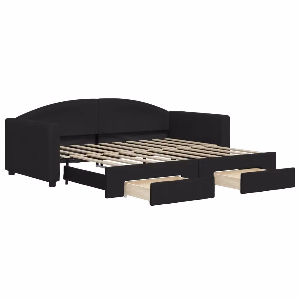 Divano Letto Estraibile con Cassetti Nero in Tessuto vidaXL – 2