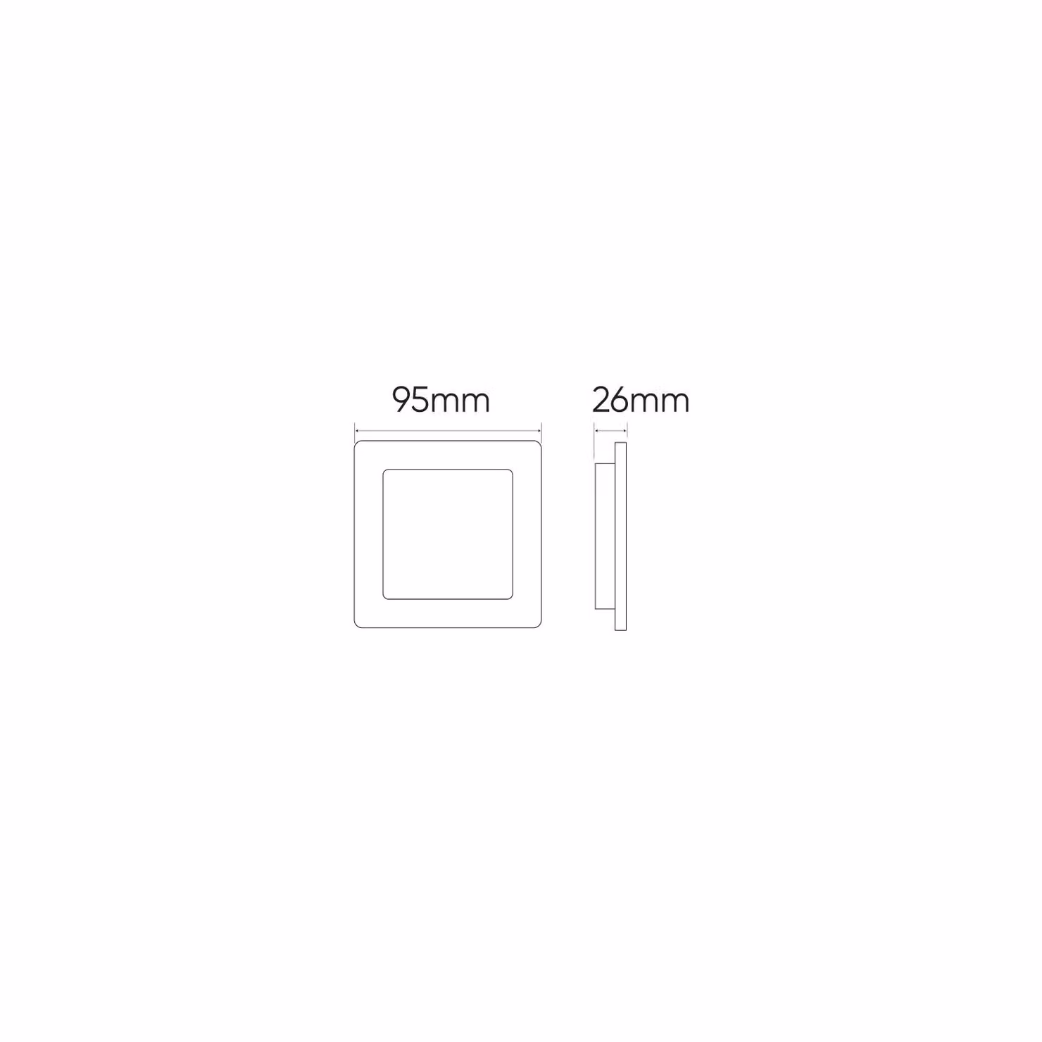 Downlight da incasso da 95 mm, lampada da soffitto da 5 Watt, 500 lm (4000 K, bianco neutro), quadrata