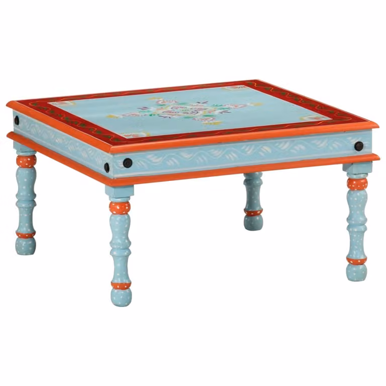 Maison Exclusive - Tavolino da caffè blu, dipinto a mano, in legno massello di mango