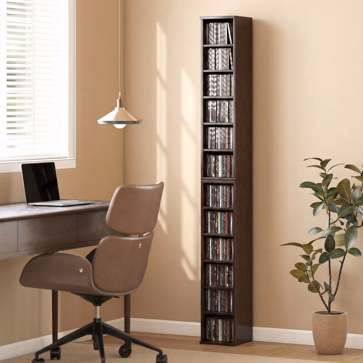 HOMCOM Set di 2 Scaffali a Colonna Porta CD-DVD Marrone L/P/H: 21 x 22,5 x 88,5 cm – 2