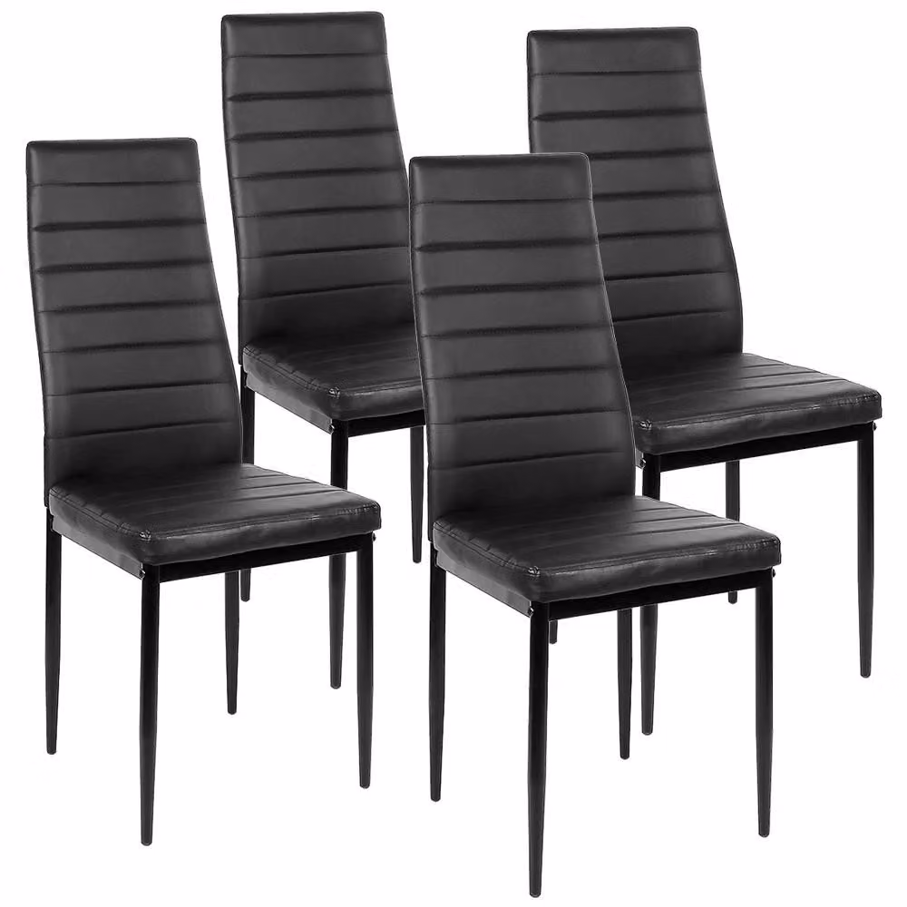 Set di 4 sedie da pranzo, imbottite in ecopelle
