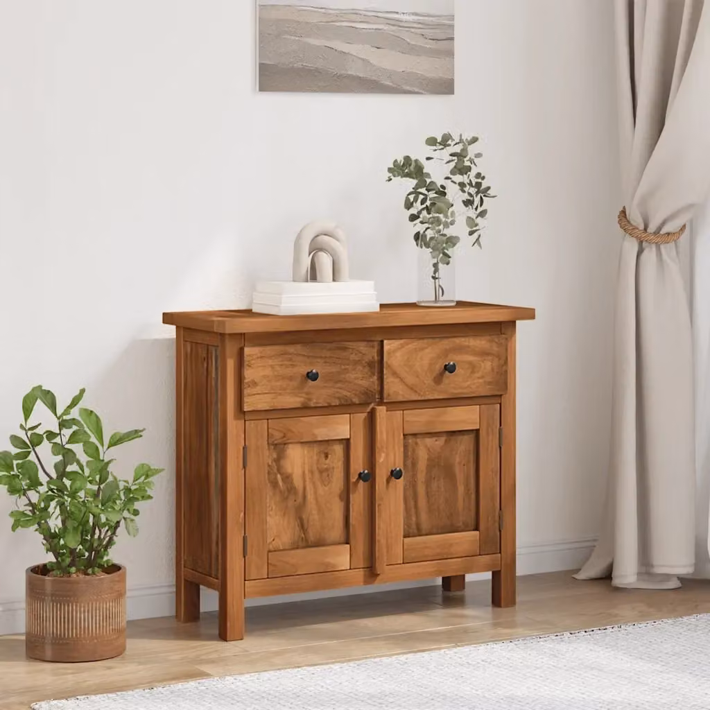 Credenza Buffet in Legno Massello di Mogano Marrone L: 75 cm, P: 30 cm, H: 65 cm – 2