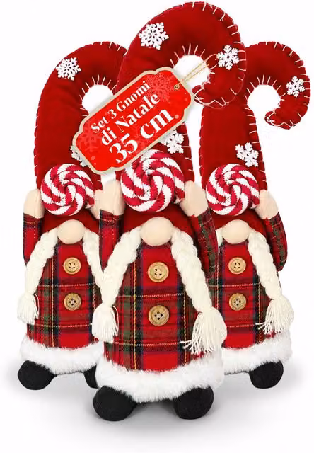 Gnomo di Natale decorativo Saint Joy in tessuto scandinavo, soprammobile da tavolo disponibile in rosso, bianco, verde o blu
