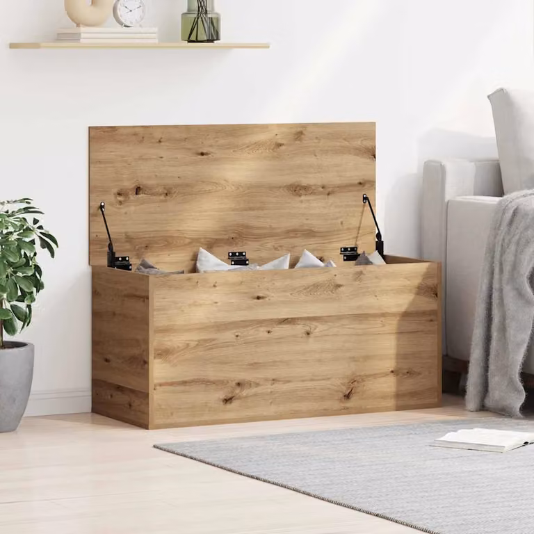 Scatola di stoccaggio moderna vidaXL in legno rovere color marrone L 100 x P 42 x H 46 cm