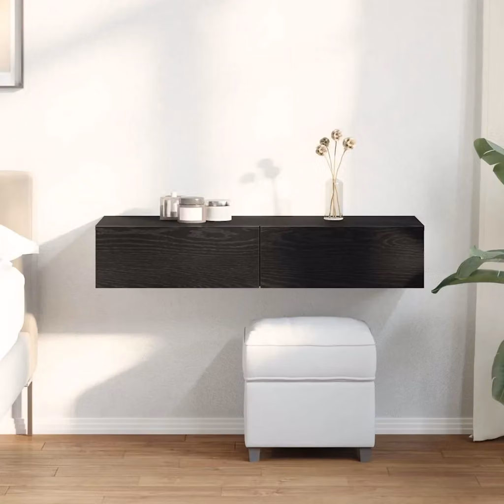 Mensola a parete con cassetti DESIGN IN in MDF nero opaco L: 100 cm, P: 36 cm, H: 19 cm – 2