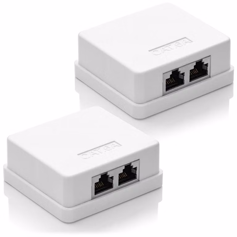 Presa di rete - 2 x RJ45 - CAT6a - A parete - Schermata FTP - Bianca