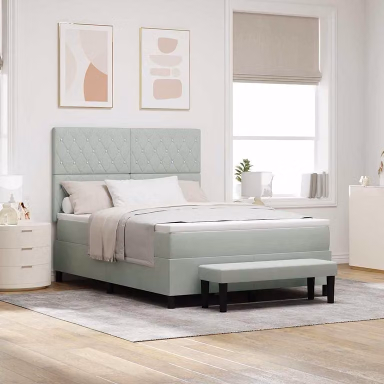 Maison Exclusive - Letto a molle con materasso Grigio chiaro 160 x 200 cm Velluto