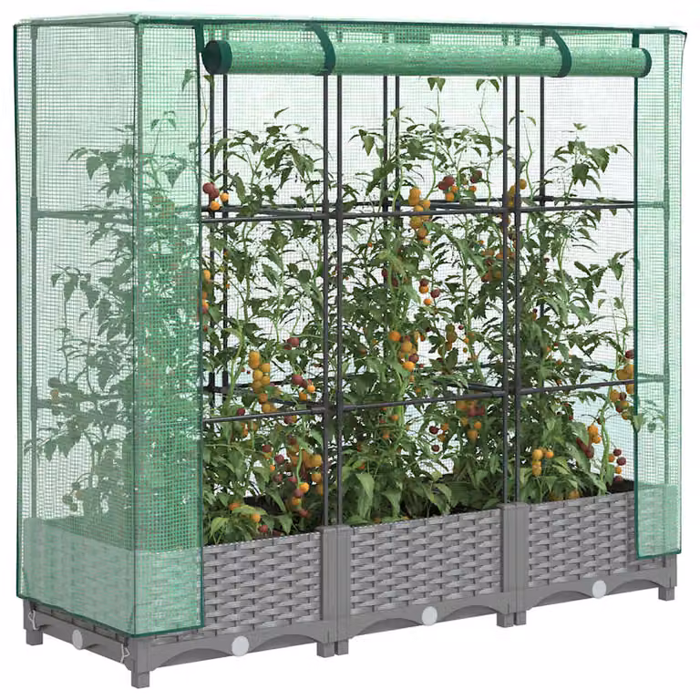Letto rialzato con copertura effetto rattan vidaXL, grigio e verde, L 120 cm x P 40 cm x H 123 cm