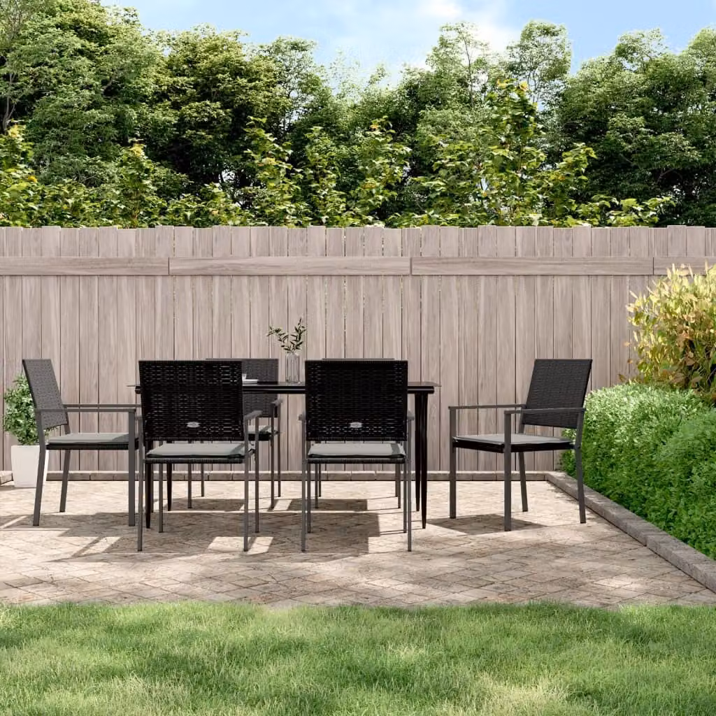 Maison Exclusive - Set Pranzo da Giardino 7 pz con Cuscini in Polyrattan e Acciaio