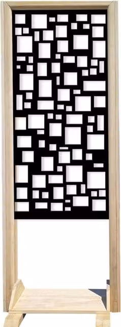 Paravento modulabile Signorbit in legno e PVC nero con design geometrico moderno L: 70 cm, H: 190 cm, P: 50 cm – 1