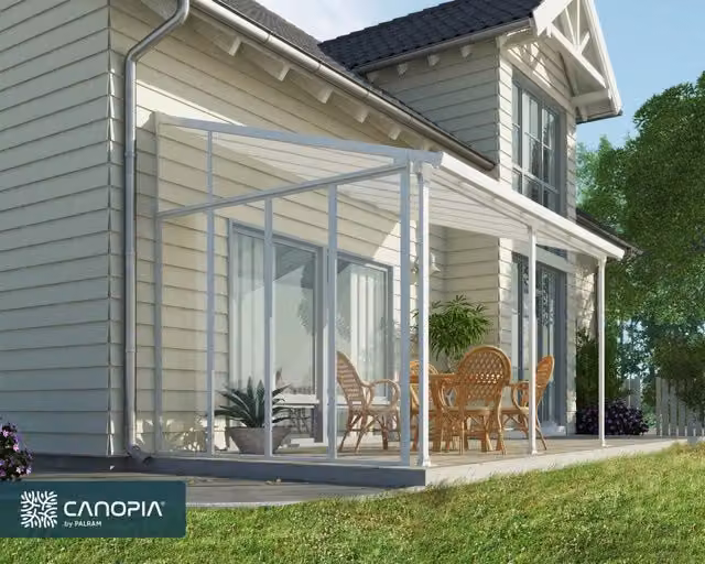 Parete laterale per pergola Palram in alluminio e tessuto acrilico bianco e trasparente, Larghezza: 3 m