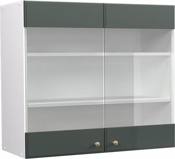 Pensile da cucina Vicco Fame-Line con ante in vetro, stile rustico, colore verde, oro e bianco, L: 80 cm – 1