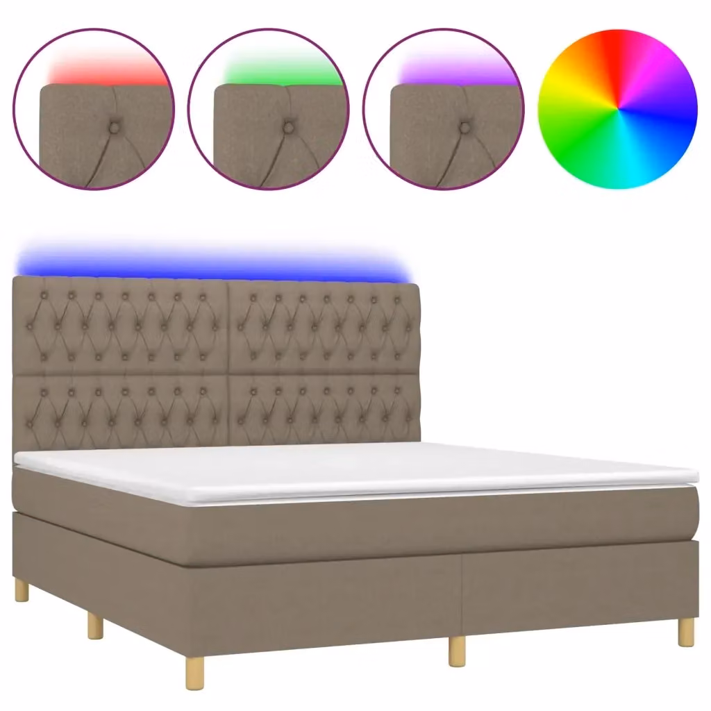 Letto Ibrido con Materasso e Illuminazione LED vidaXL in Tessuto Tortora L/P/H: 160 x 200 x 128 cm – 2