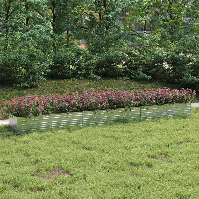 Letto rialzato da giardino vidaXL in acciaio zincato argento L: 600 cm, P: 80 cm, H: 45 cm