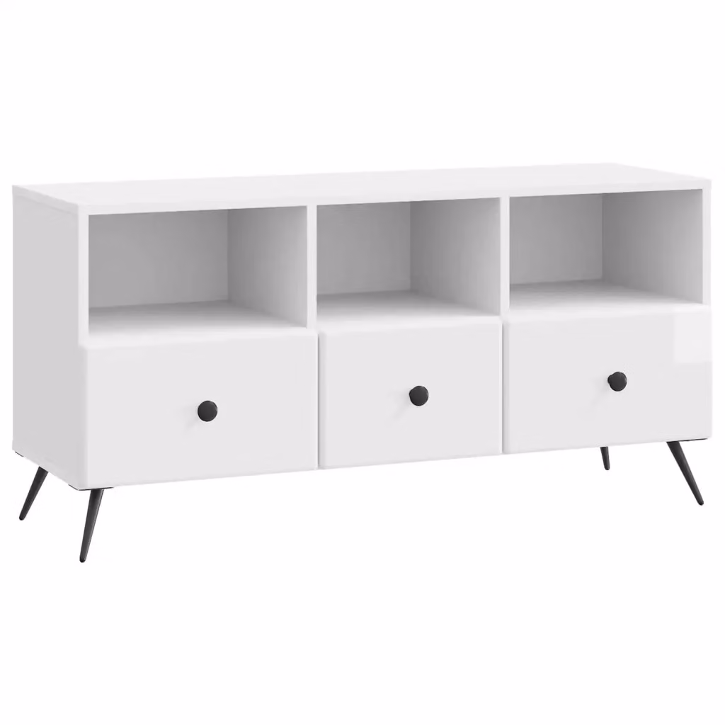 Mobile TV moderno vidaXL in MDF bianco lucido L: 102 cm, P: 34,5 cm, H: 50 cm – 2