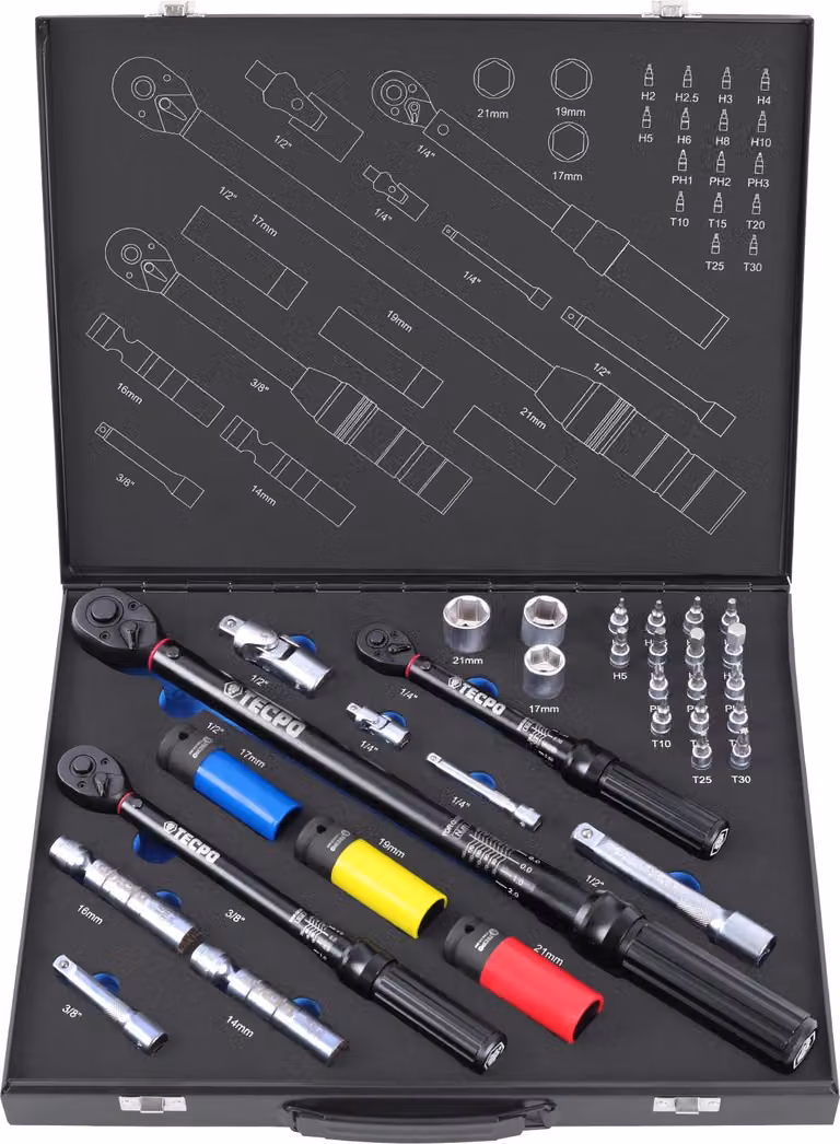 Set di chiavi dinamometriche 32 pezzi 1/2" 1/4" 3/8" pollici 5-25 Nm 10-30 Nm 20-200 Nm con bussole, inserti da 1/4", adattatore, prolunga, giunti universali e prese per candela