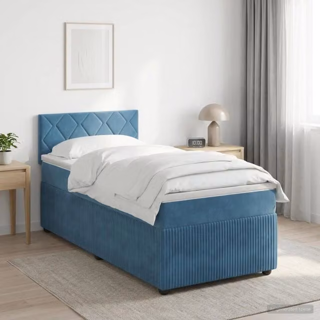 Letto box spring con materasso Blu Scuro 100 x 200 cm Velluto 3451629