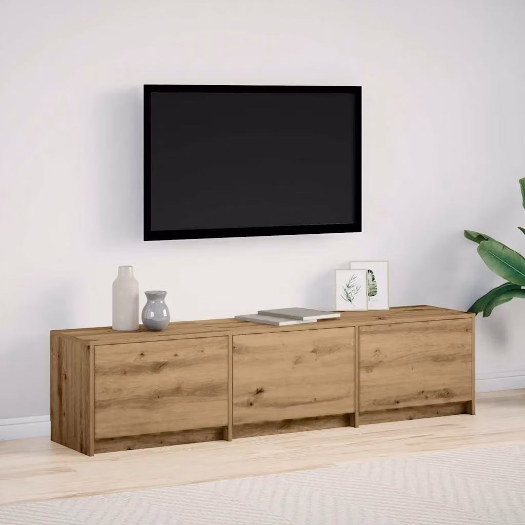 Mobile TV vidaXL con illuminazione LED in Rovere Artigianale, L: 165 cm, P: 34 cm, H: 40 cm