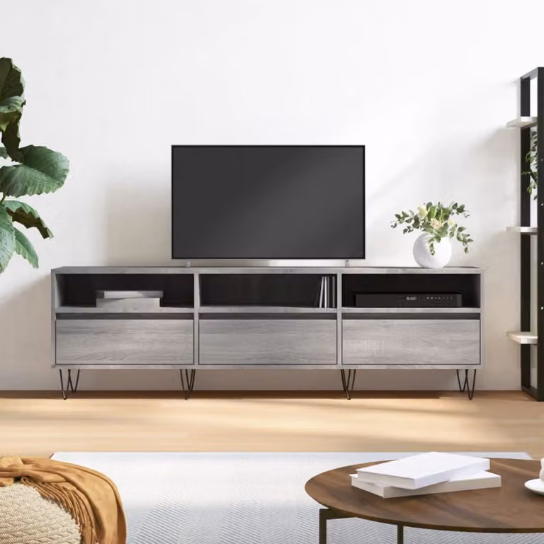 Mobile Porta TV Industrial vidaXL in Legno e Metallo, Grigio, L 150 x P 30 x H 44,5 cm