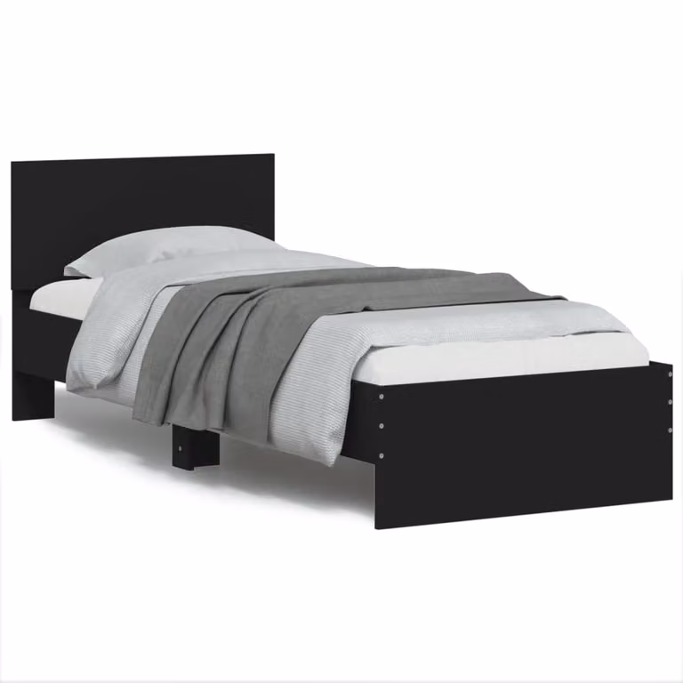 vidaXL Giroletto con Testiera e LED Nero con Porte di Ricarica USB L/P/H: 193 x 75 x 80 cm