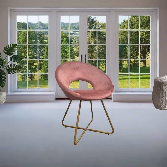 Set di 2 poltroncine da salotto Etere Veriaffari in velluto rosa con gambe in metallo oro – 1