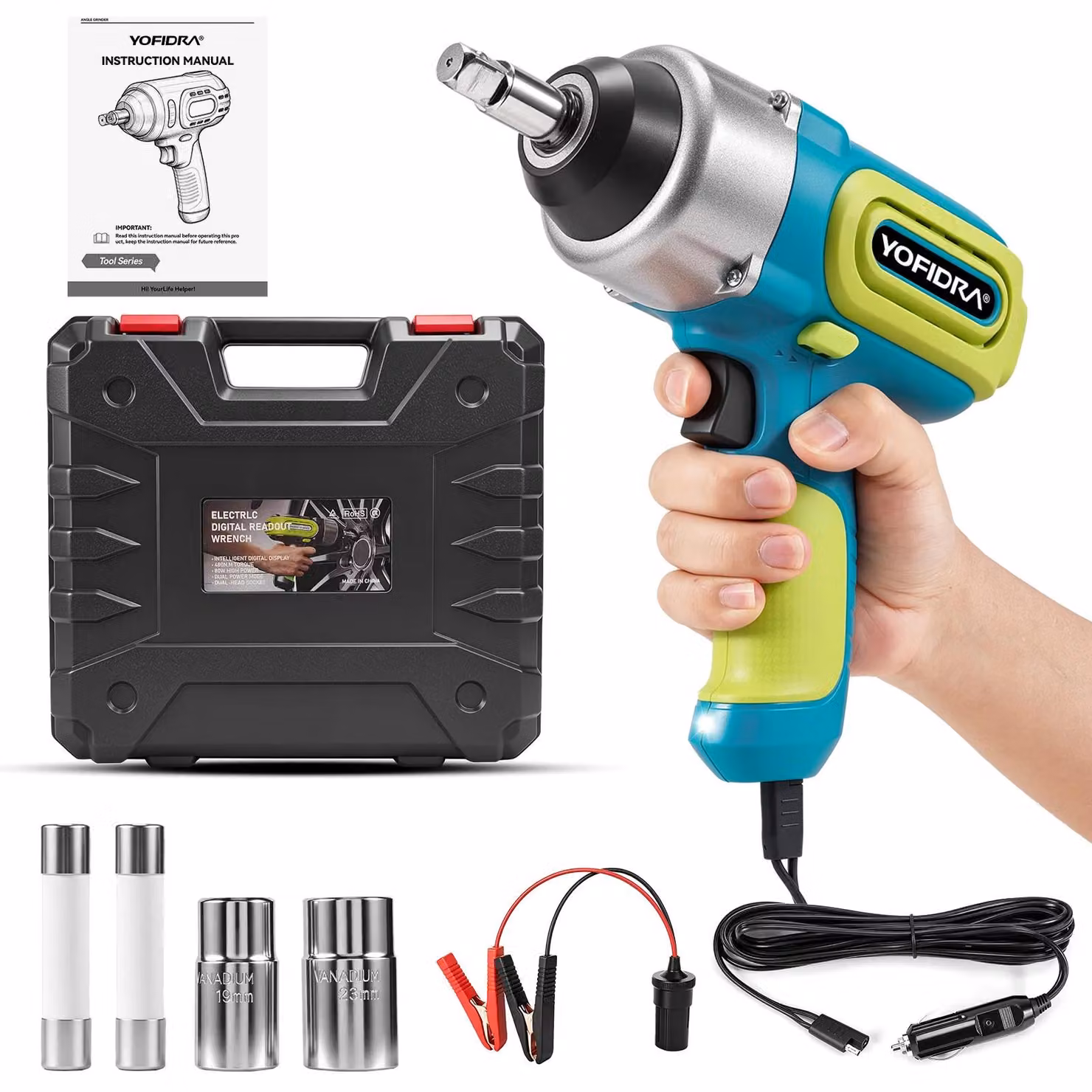 Avvitatore a impulsi elettrico - Chiave dinamometrica - Coppia di serraggio: 480 Nm - Attacco quadrato da 1,27 cm - Cavo di alimentazione da 4 metri - Spina EU per alimentazione da 100–240 V - Adatto per la riparazione di veicoli