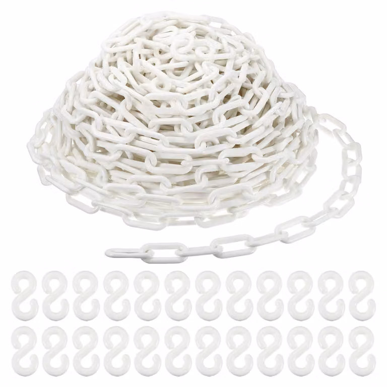 Catena in plastica, bianca, lunga 30 metri (100 piedi), diametro 5,1 cm, per delimitazione aree